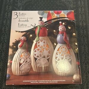 3 festive snowmen décoration